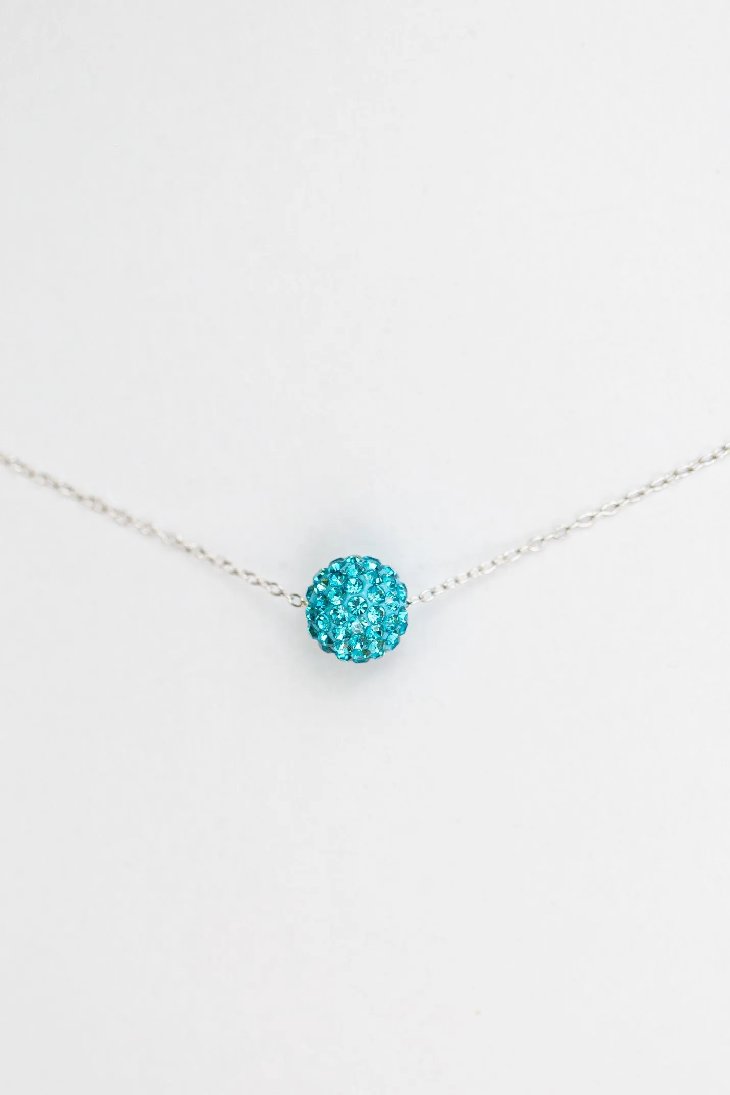 10mm Disco Ball Crystal Sterling Silver Necklace