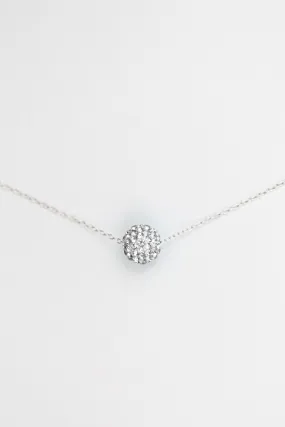 10mm Disco Ball Crystal Sterling Silver Necklace