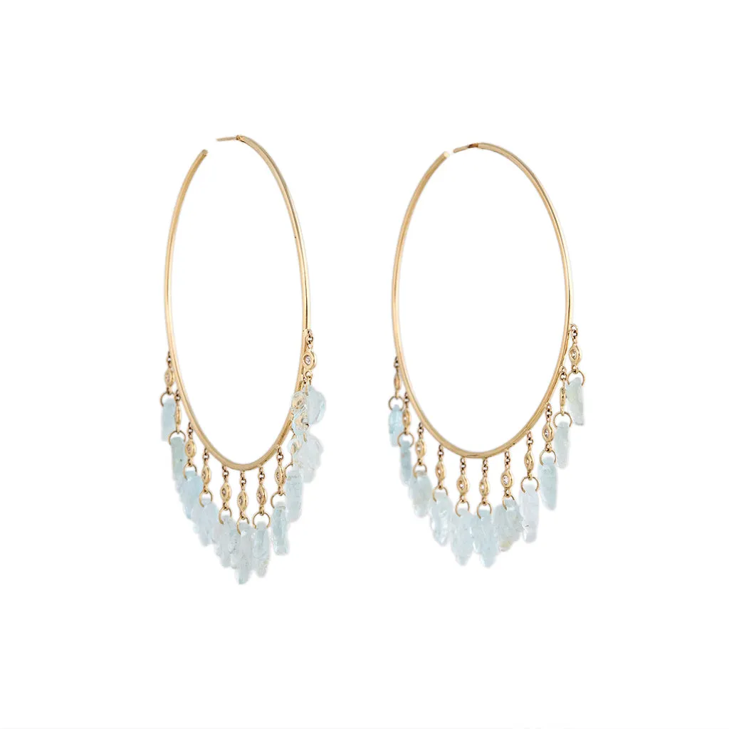 11 DIAMOND AQUAMARINE LEAF SHAKER HOOPS