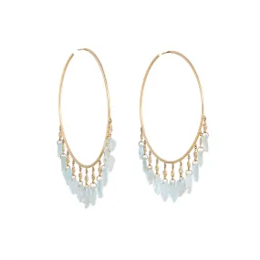 11 DIAMOND AQUAMARINE LEAF SHAKER HOOPS