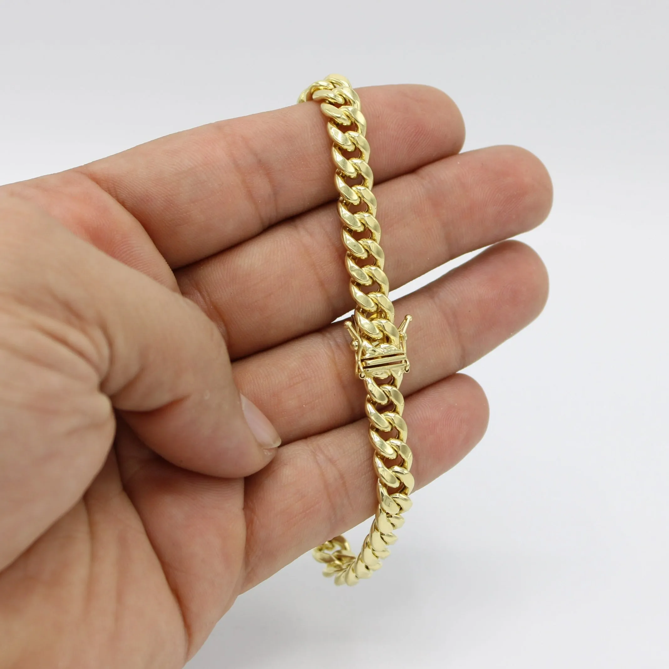 14K Semi-Solid Cuban Bracelet Yellow Gold