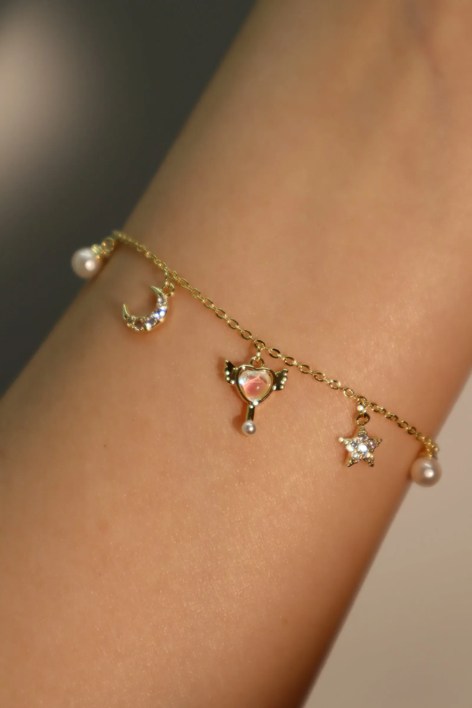 18K Real Gold Plated Magic Moon Star Bracelet