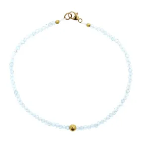 18K Yellow Gold Blue Topaz Bead Bracelet