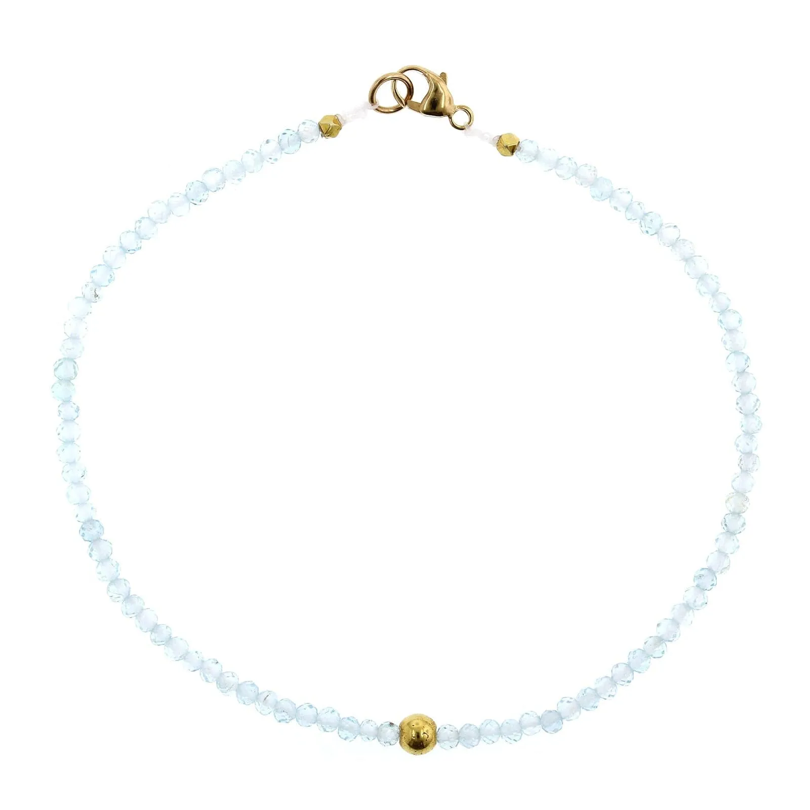 18K Yellow Gold Blue Topaz Bead Bracelet