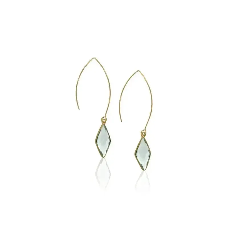 Aqua Mini Spike Long Gold Earrings | Ocean Inspired