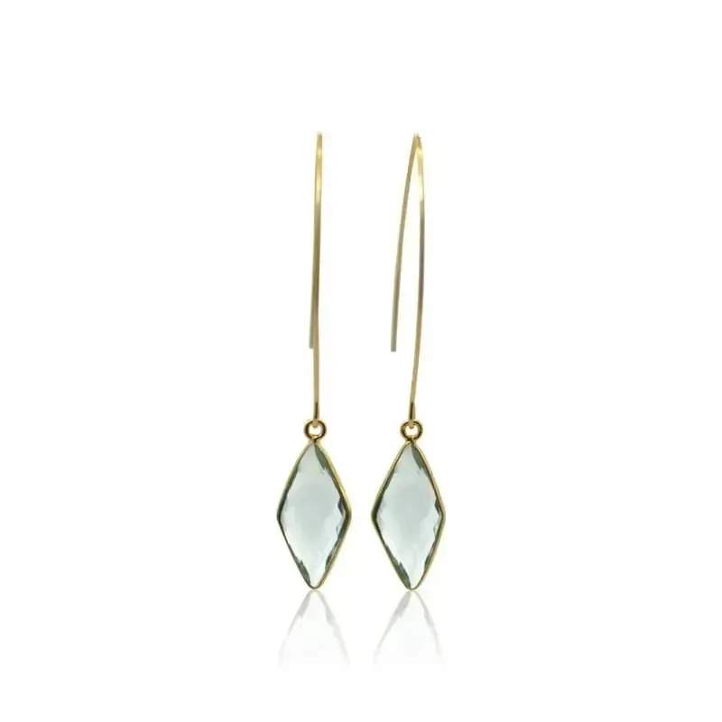 Aqua Mini Spike Long Gold Earrings | Ocean Inspired