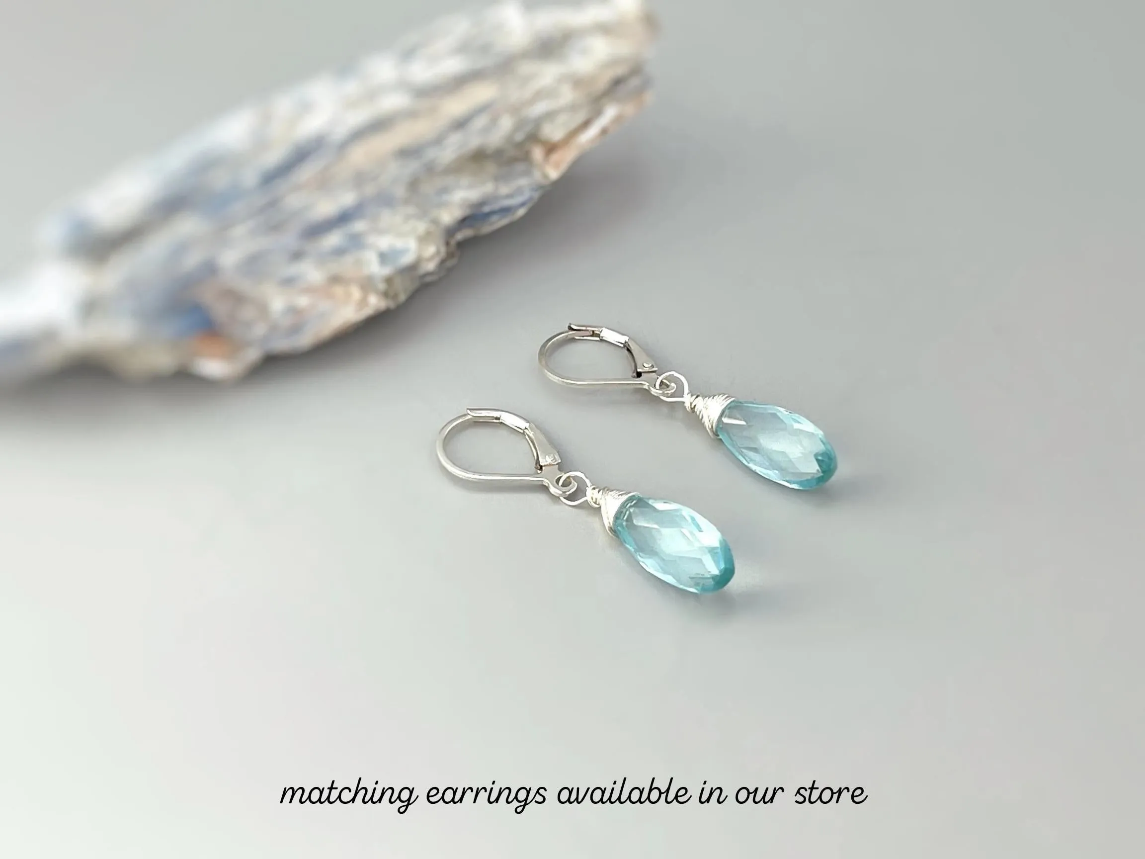Aquamarine Necklace 14k Gold, Silver, Rose Gold