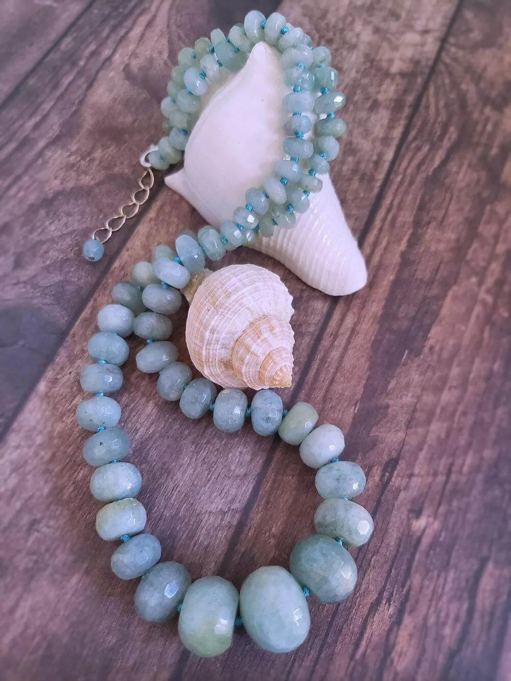 Aquamarine Necklace - Graduated Rondelles
