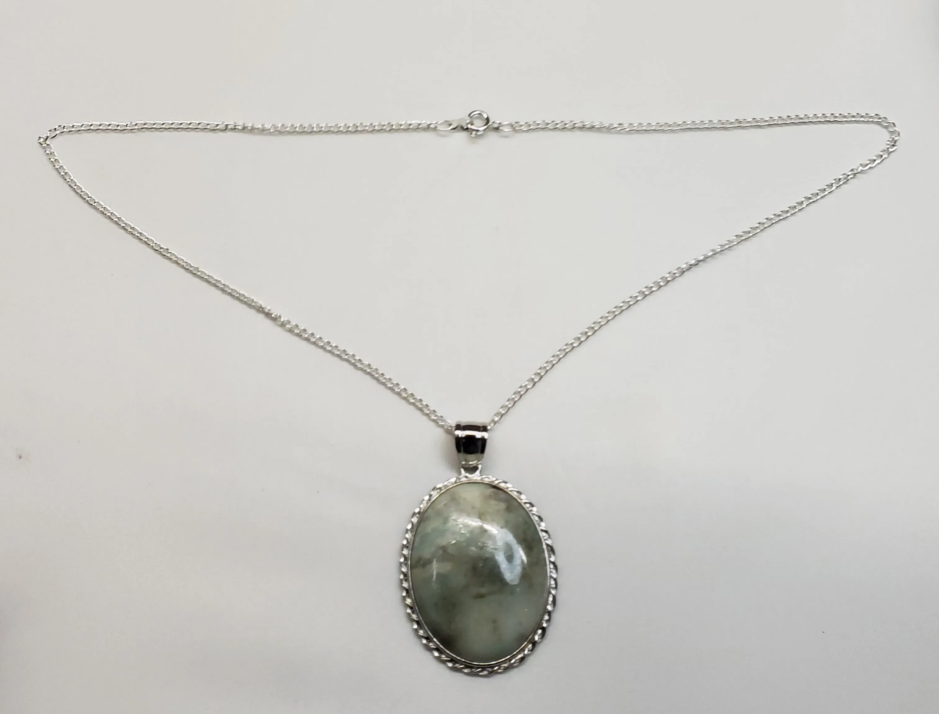 AQUAMARINE QUARTZ, 65  ct Pendant. 2" Drop On 18" Silvertone Necklace