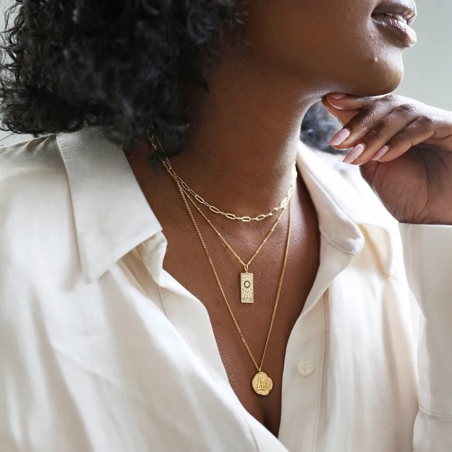 Aquarius Star Sign Gold Pendant Necklace