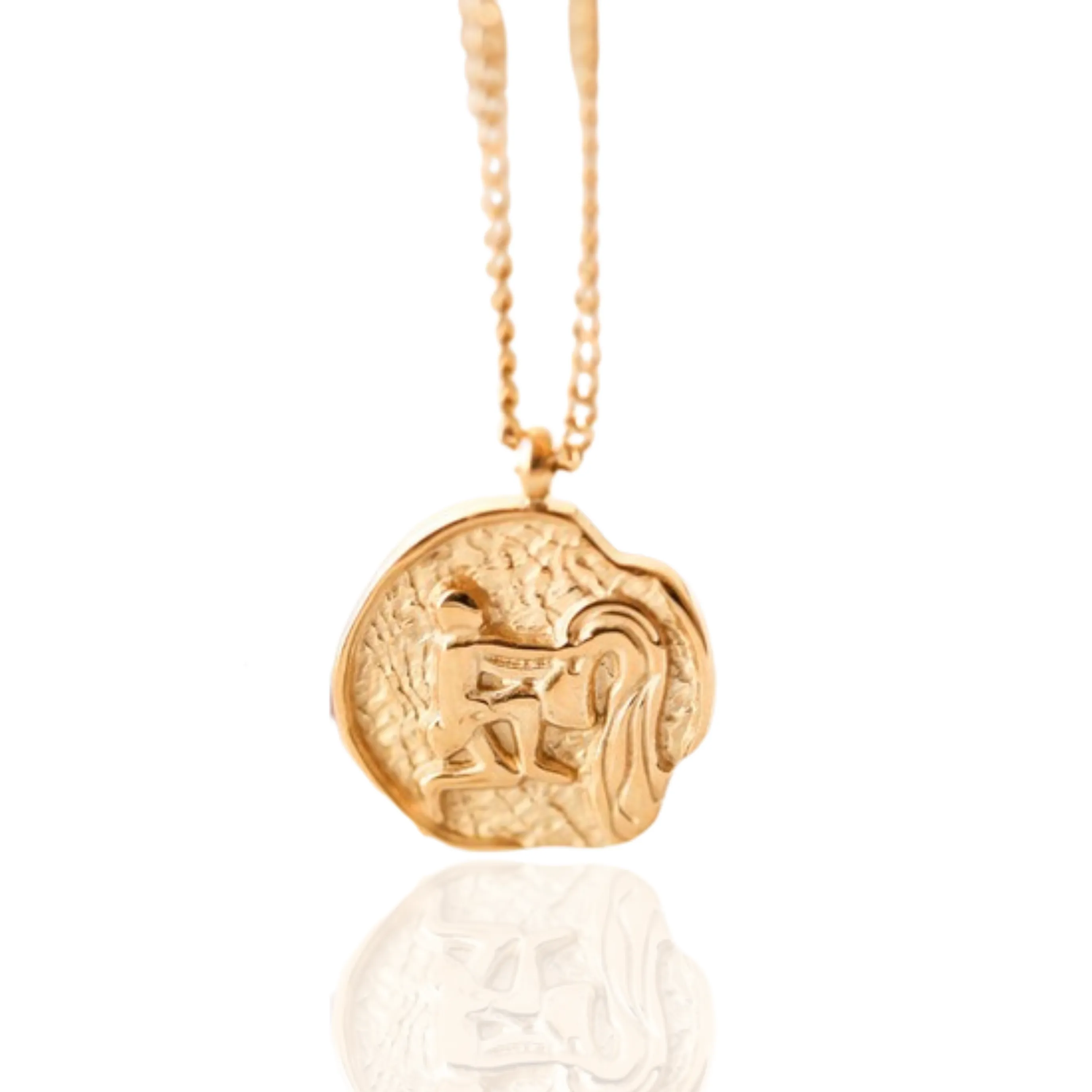 Aquarius Star Sign Gold Pendant Necklace