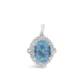 Aqumarine & Diamond Pendant
