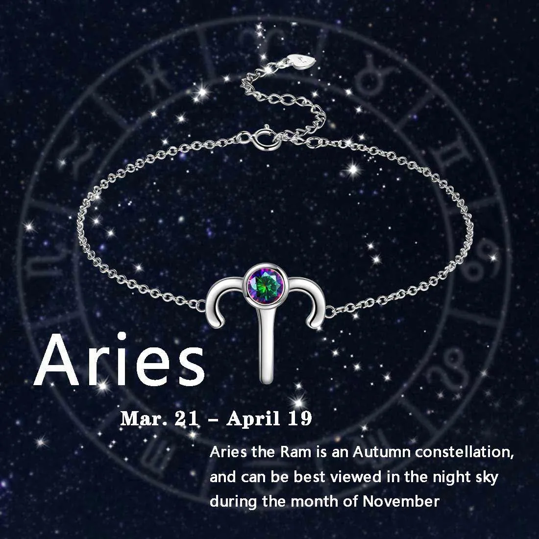 Aries Bracelet Women Girls Jewelry Birthday Gift Mystic Topaz Sterling Silver