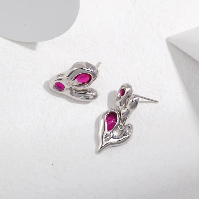 Asymmetrical Heart Charm Earrings-Gold Vermeil