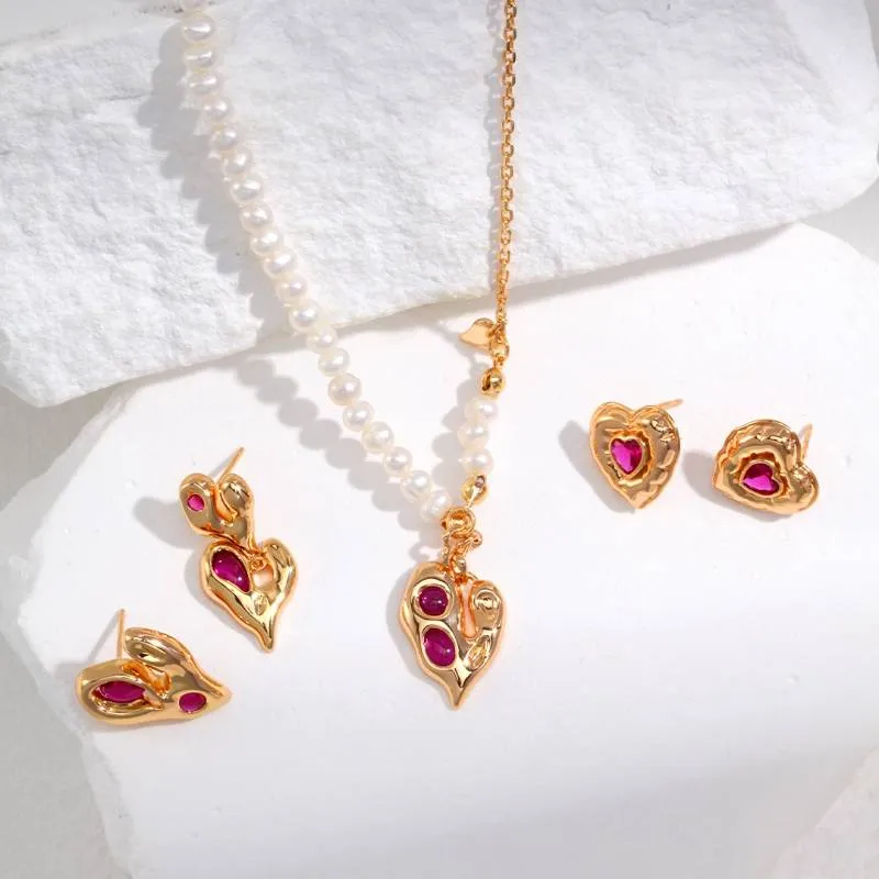 Asymmetrical Heart Charm Earrings-Gold Vermeil