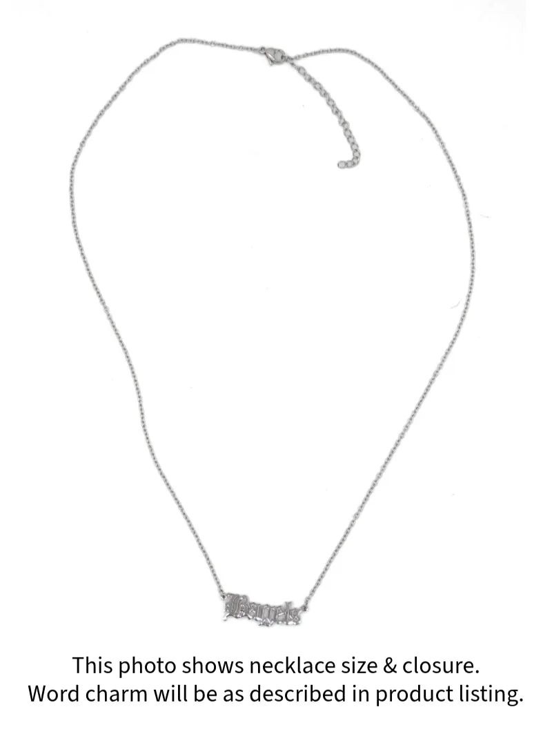 Big Old Mess Word Necklace- Silver