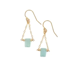 birthstone baguette trapeze earrings