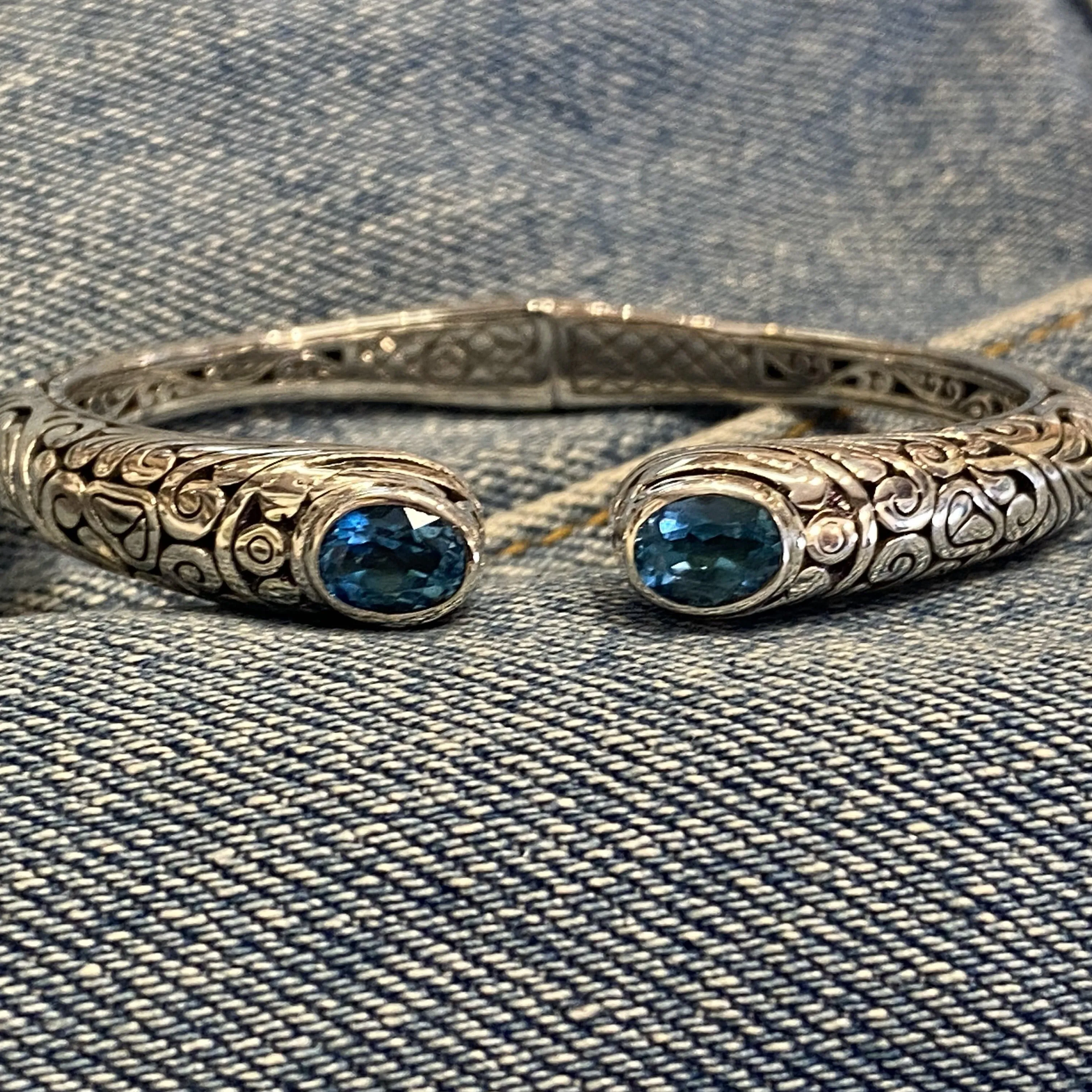 Blue topaz hinged cuff