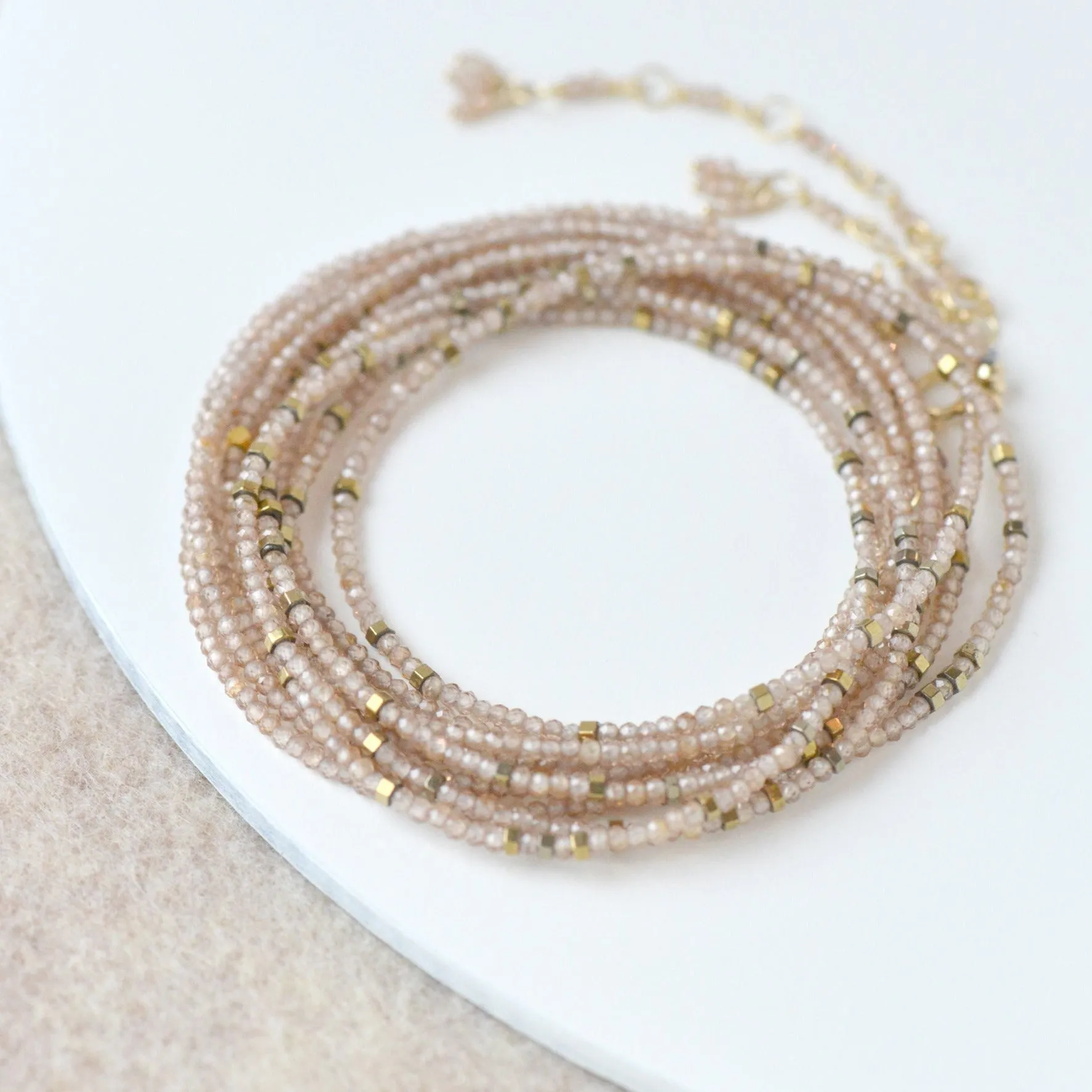 Brown Zircon Wrap Bracelet - Necklace