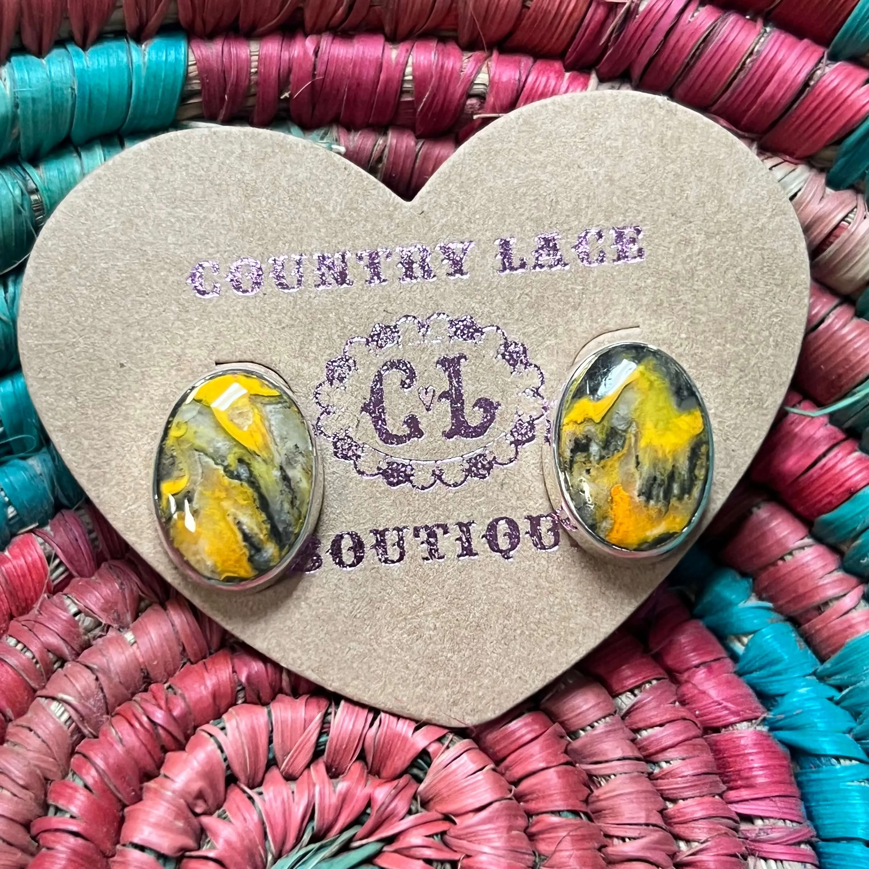 Bumble Bee Oval Stud Post Genuine Earring