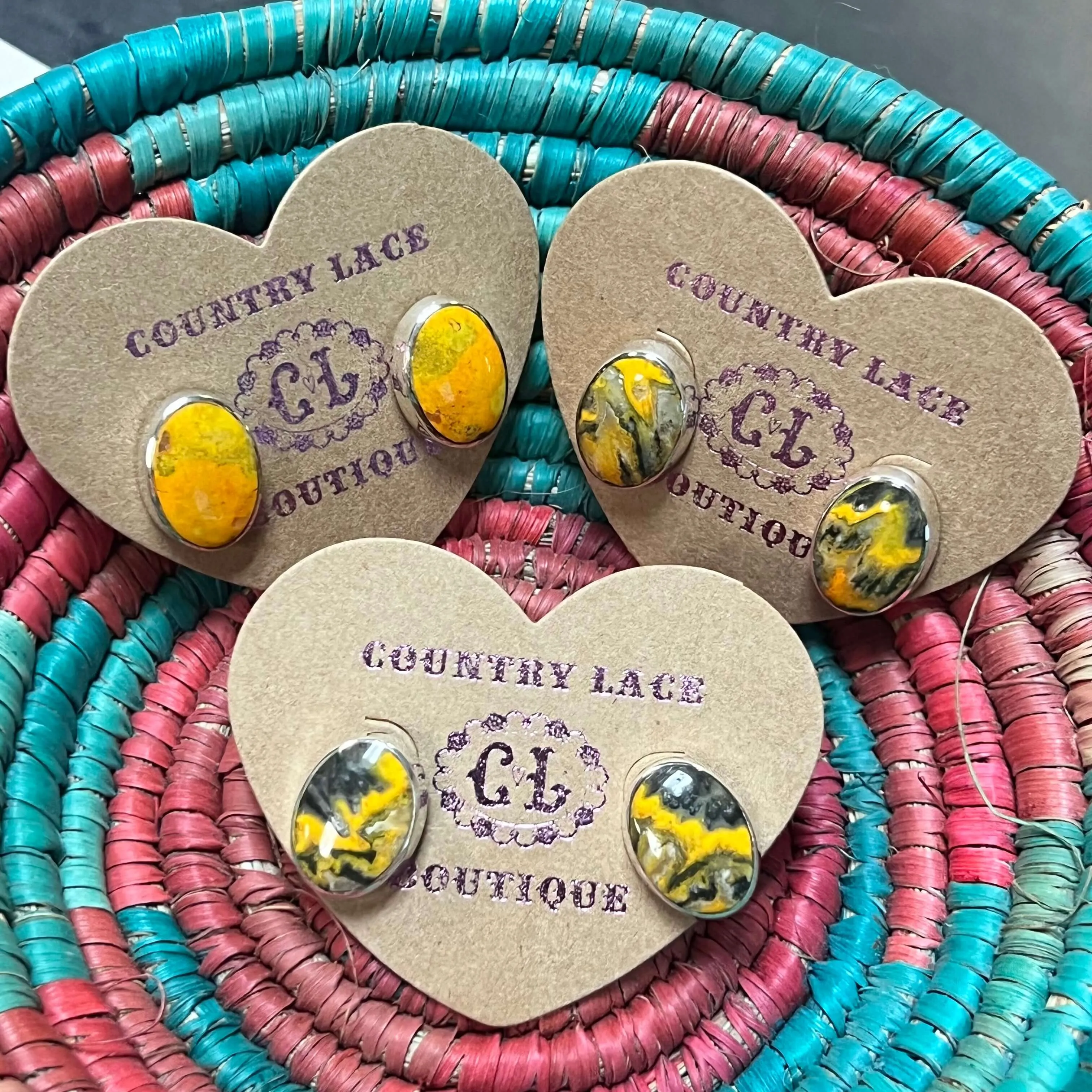 Bumble Bee Oval Stud Post Genuine Earring