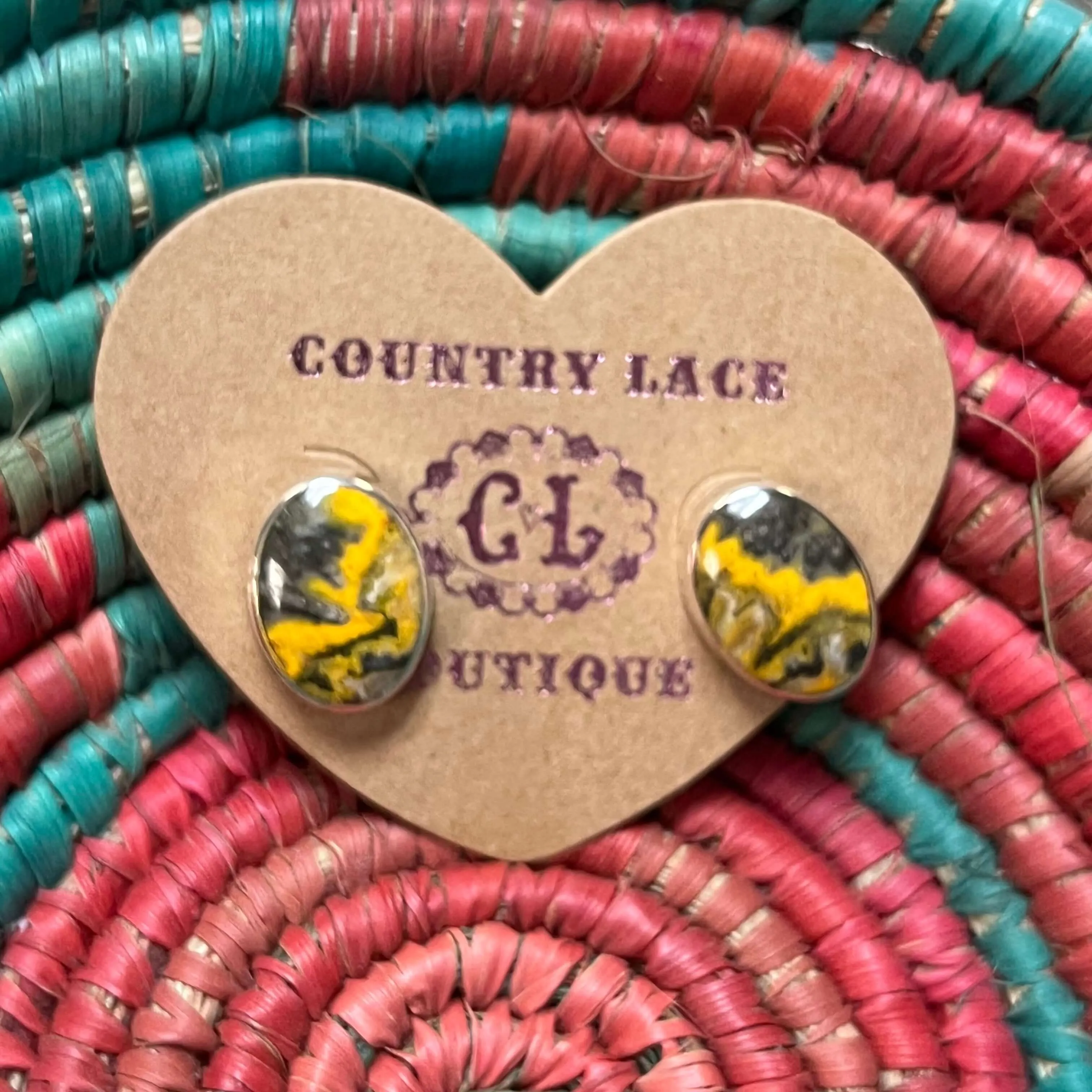 Bumble Bee Oval Stud Post Genuine Earring