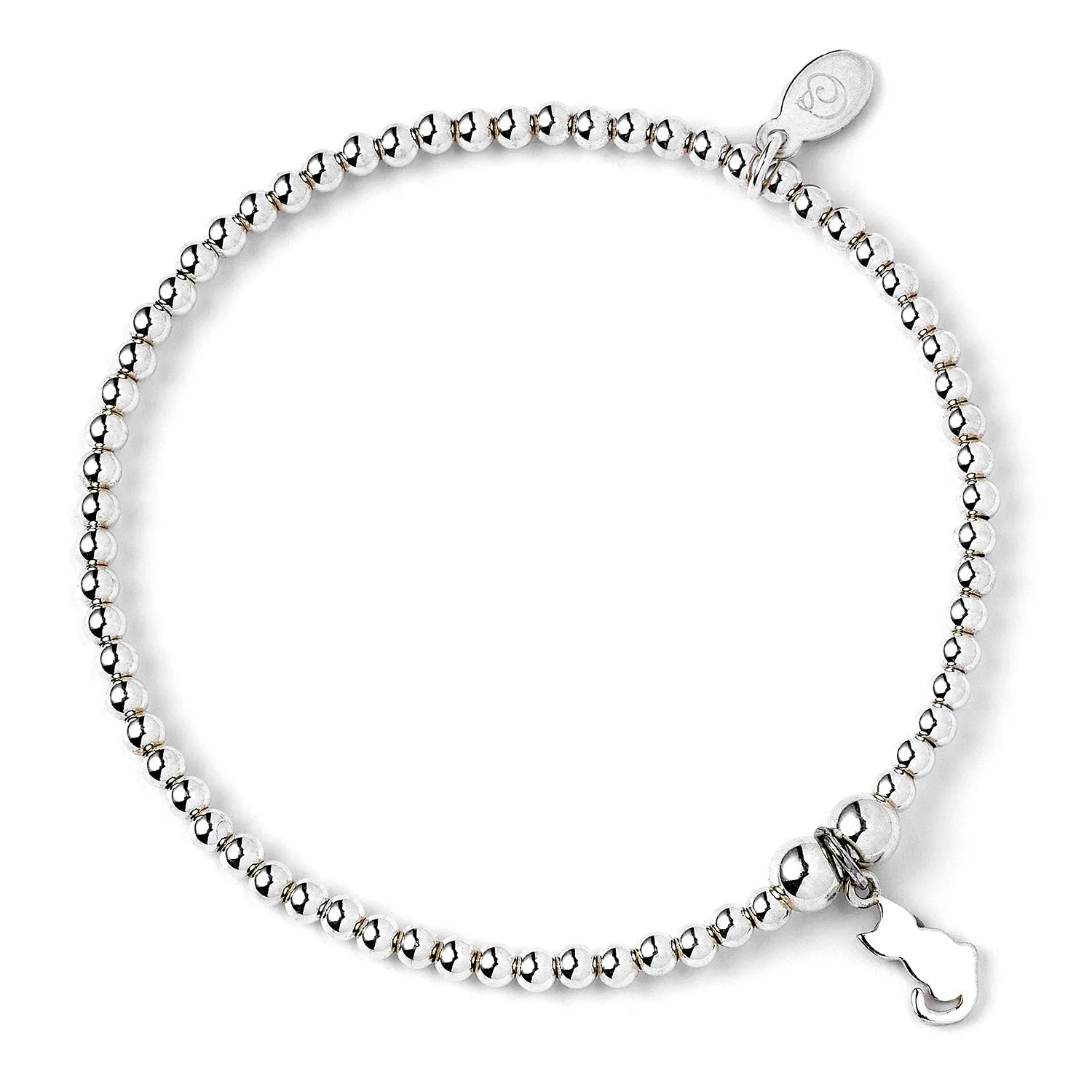 Cat on Silver Ball Bead Bracelet
