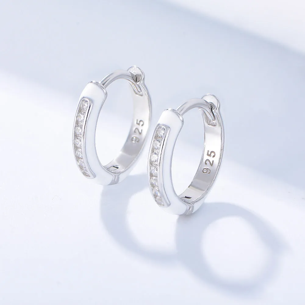 Colour with Zircon Silver Hoop Earrings