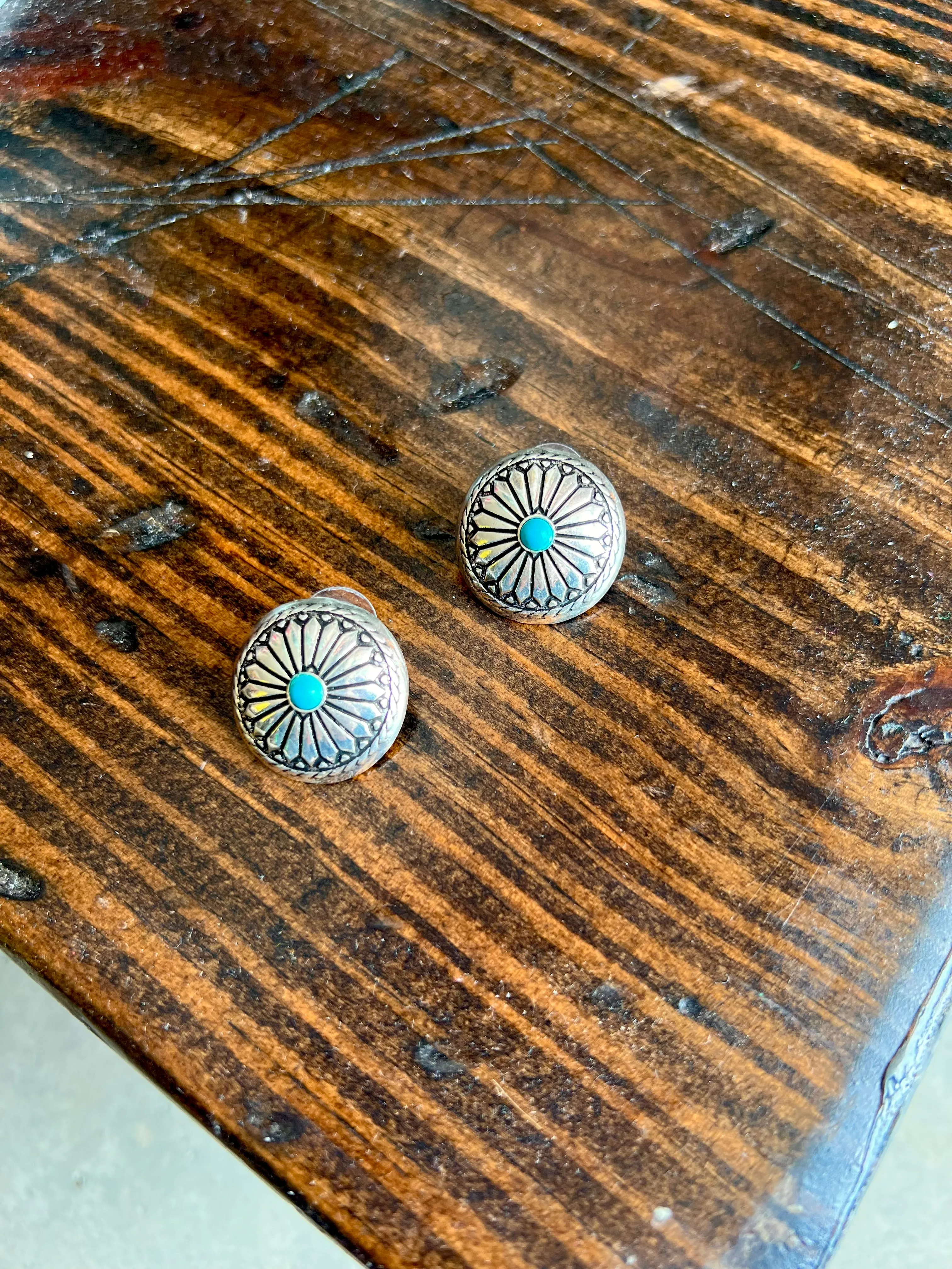 Concho Earrings with Turquoise