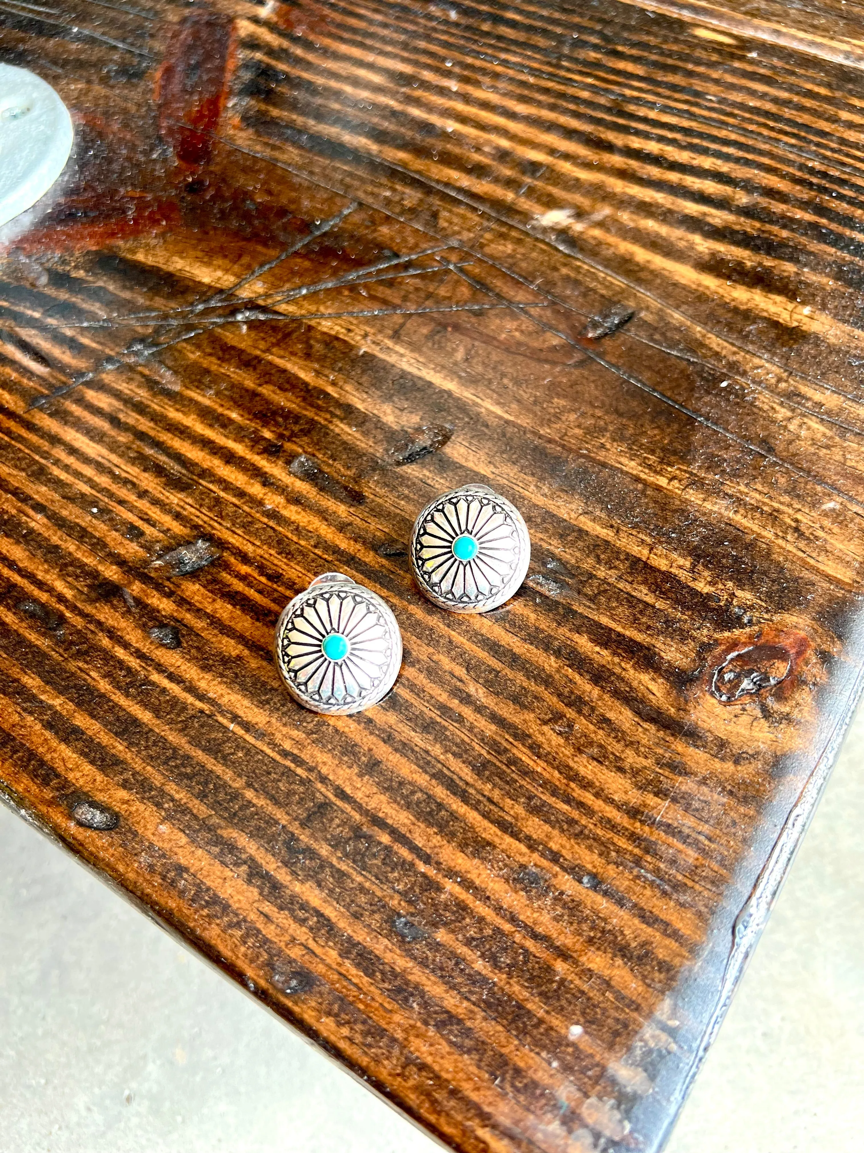 Concho Earrings with Turquoise