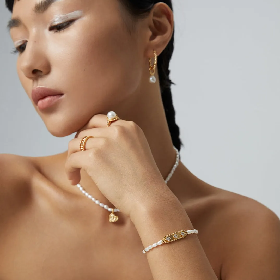Flower Zircon Natural Pearl Bracelet