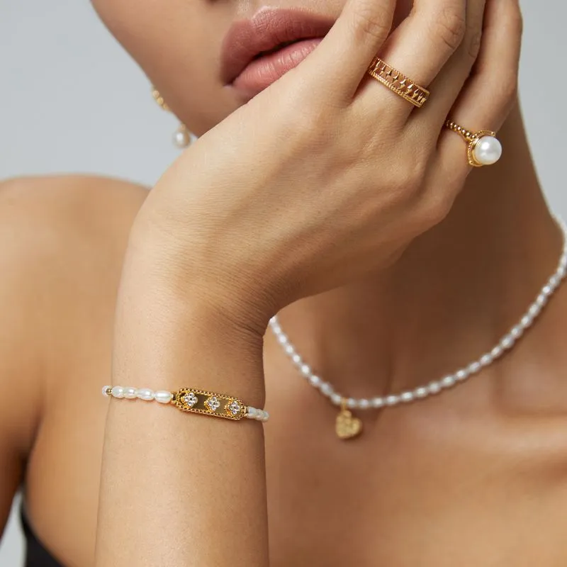 Four Leaf Clover Freshwater Pearl Bracelet