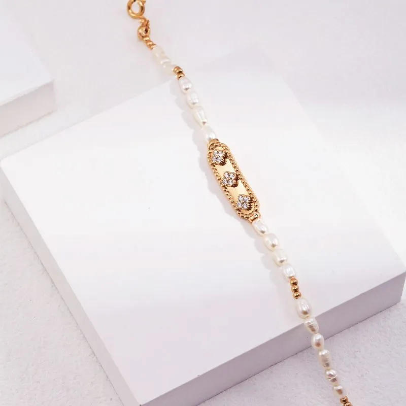 Four Leaf Clover Freshwater Pearl Bracelet