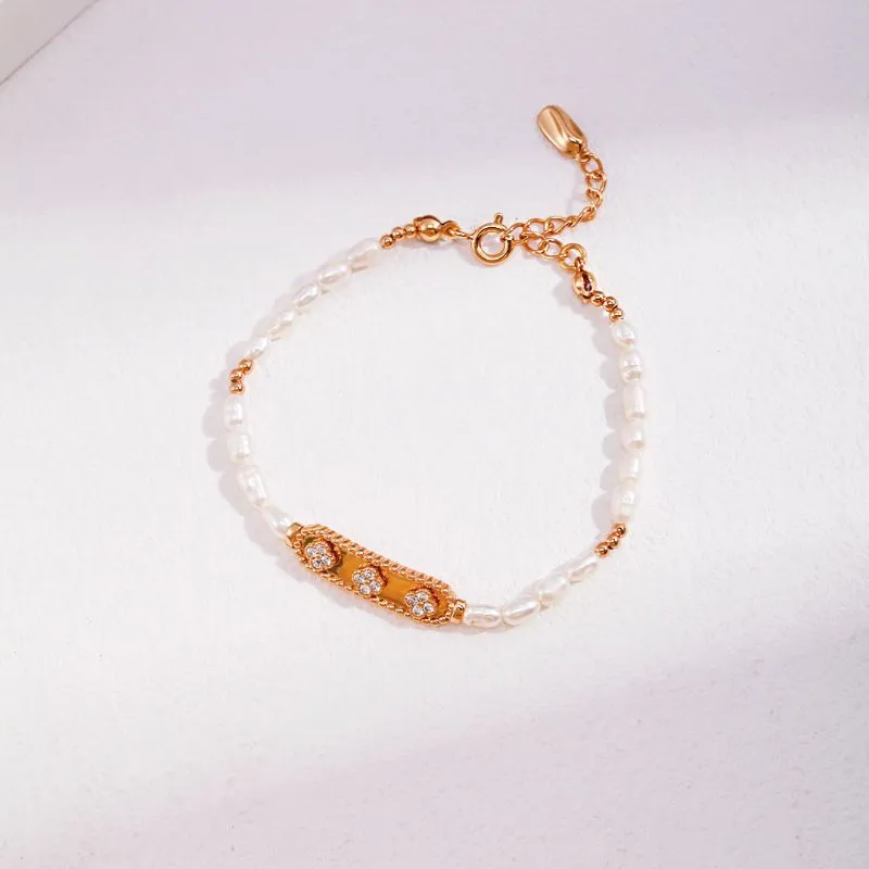 Four Leaf Clover Freshwater Pearl Bracelet