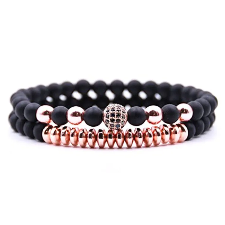 Frosted Natural Stone Micro Inlaid Zircon Bracelet