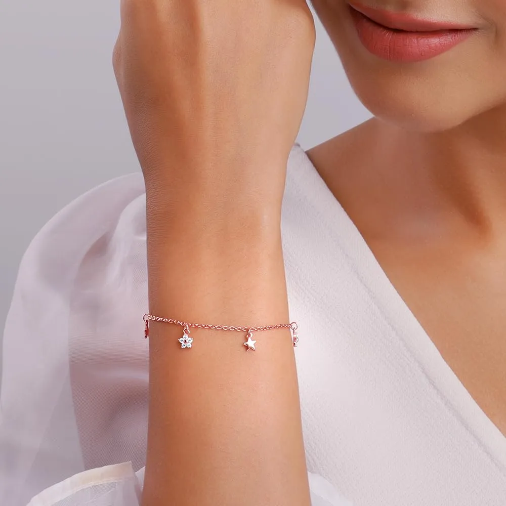 GIVA 925 Silver Rose Gold Starlit Dreams Bracelet, Adjustable| Gifts for Girlfriend, Gifts for Women & Girls| With Certificate of Authenticity and 925 Stamp | 6 Month Warranty*