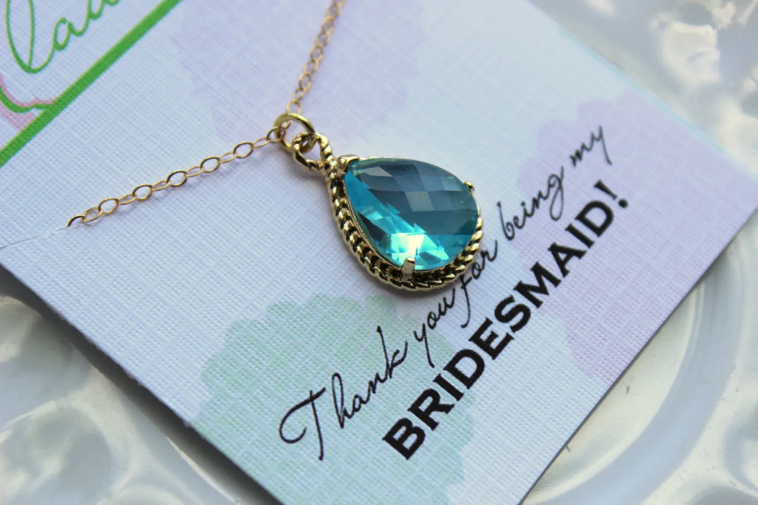 Gold Aquamarine Necklace Aqua Blue Wedding Necklace Jewelry Bridesmaid Gift Jewelry Aquamarine Bridal Jewelry Blue Bridesmaid Gift Under 30