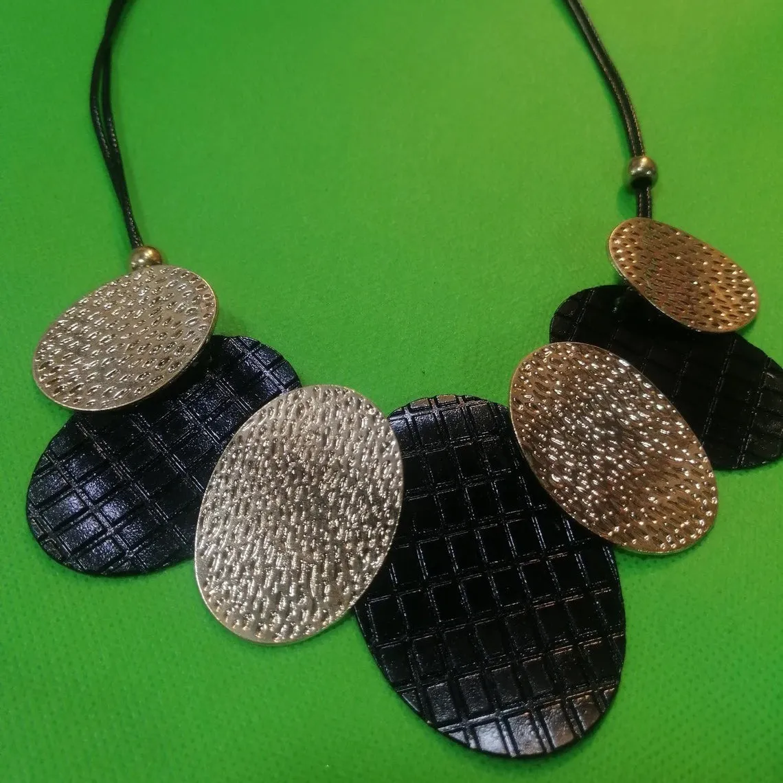 Handmade Black Beaded Chain Choker Necklace