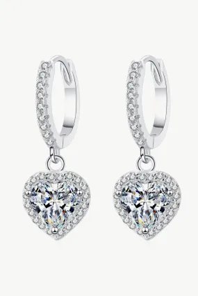 Heart Earrings Moissanite Heart-Shaped Drop Earrings Women's Jewelry