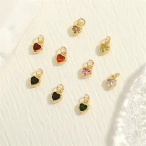 Inlaid Color Zircon Love Heart-shaped Necklace Bracelet Pendant Diy Decorative Pendant Handmade Materials Semi-finished Products Wholesale