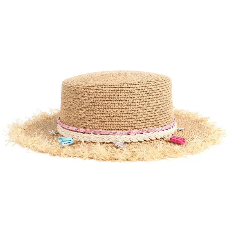 Intricate Leather Fringe Weave Hat Band