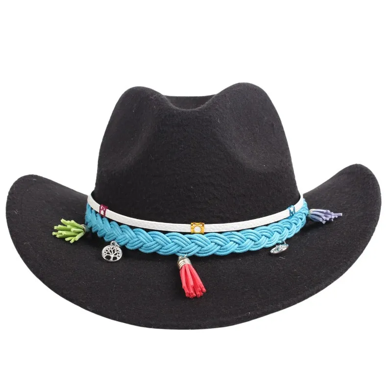 Intricate Leather Fringe Weave Hat Band