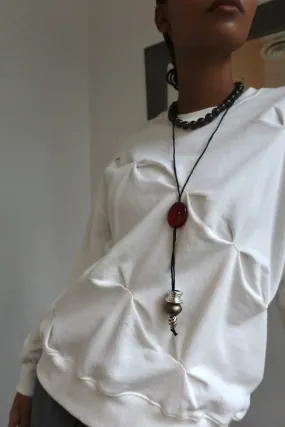 Lariat Vintage Bead Silk Cord Necklace