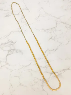 Long Beaded U Shape Pendant Necklace - Mustard