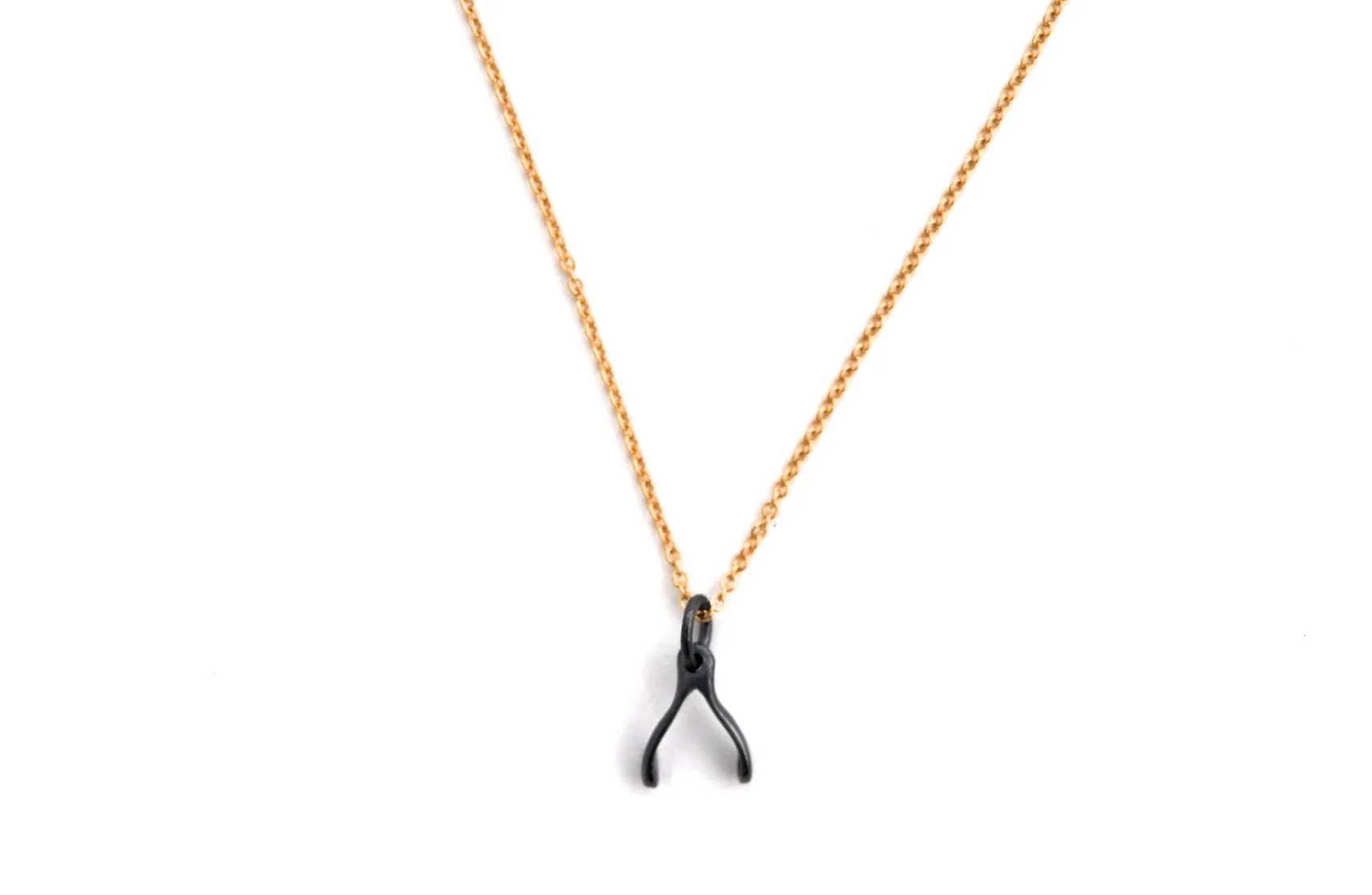 necklace / silver WISHBONE charm