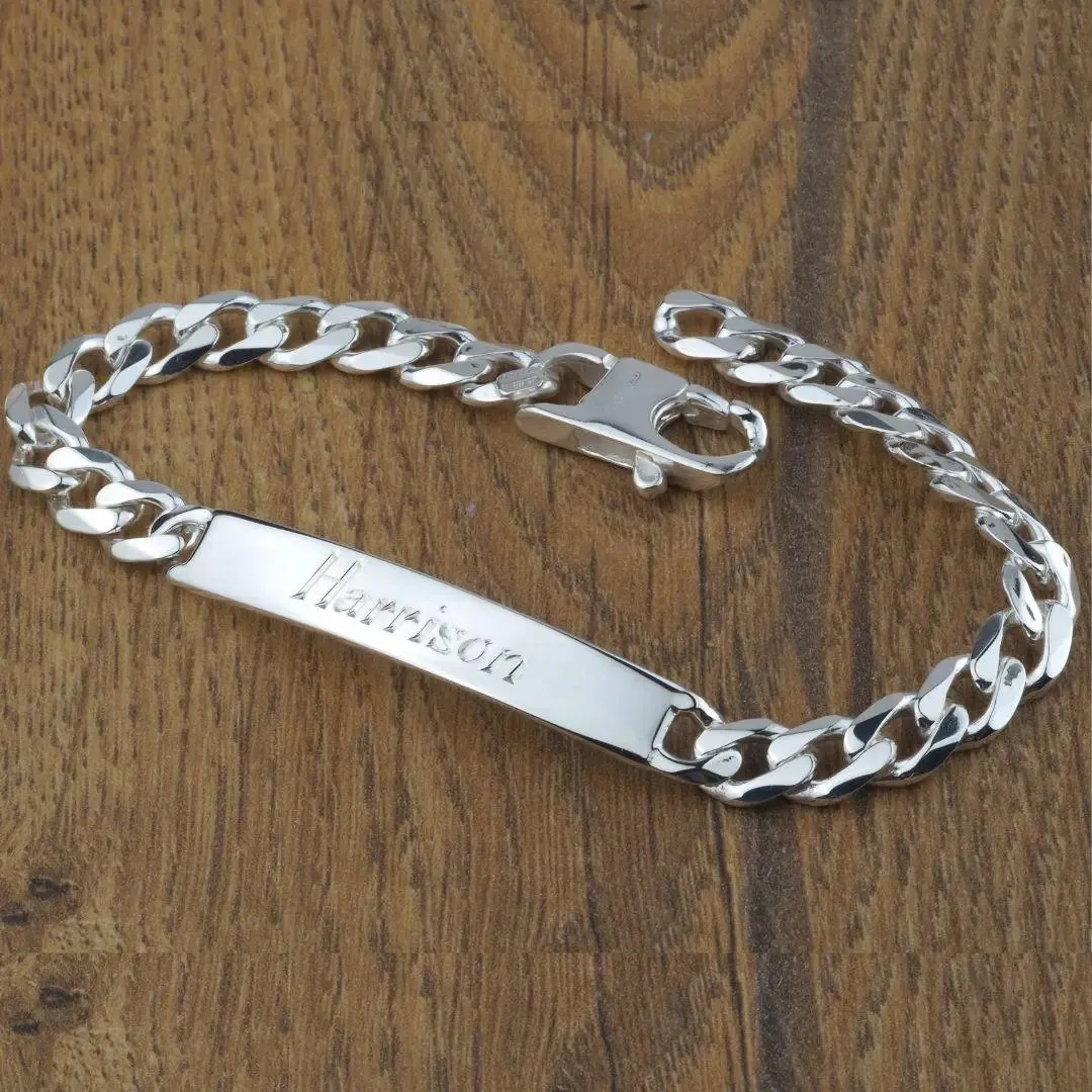 Personalised Sterling Silver Boys Id Bracelet Engraved