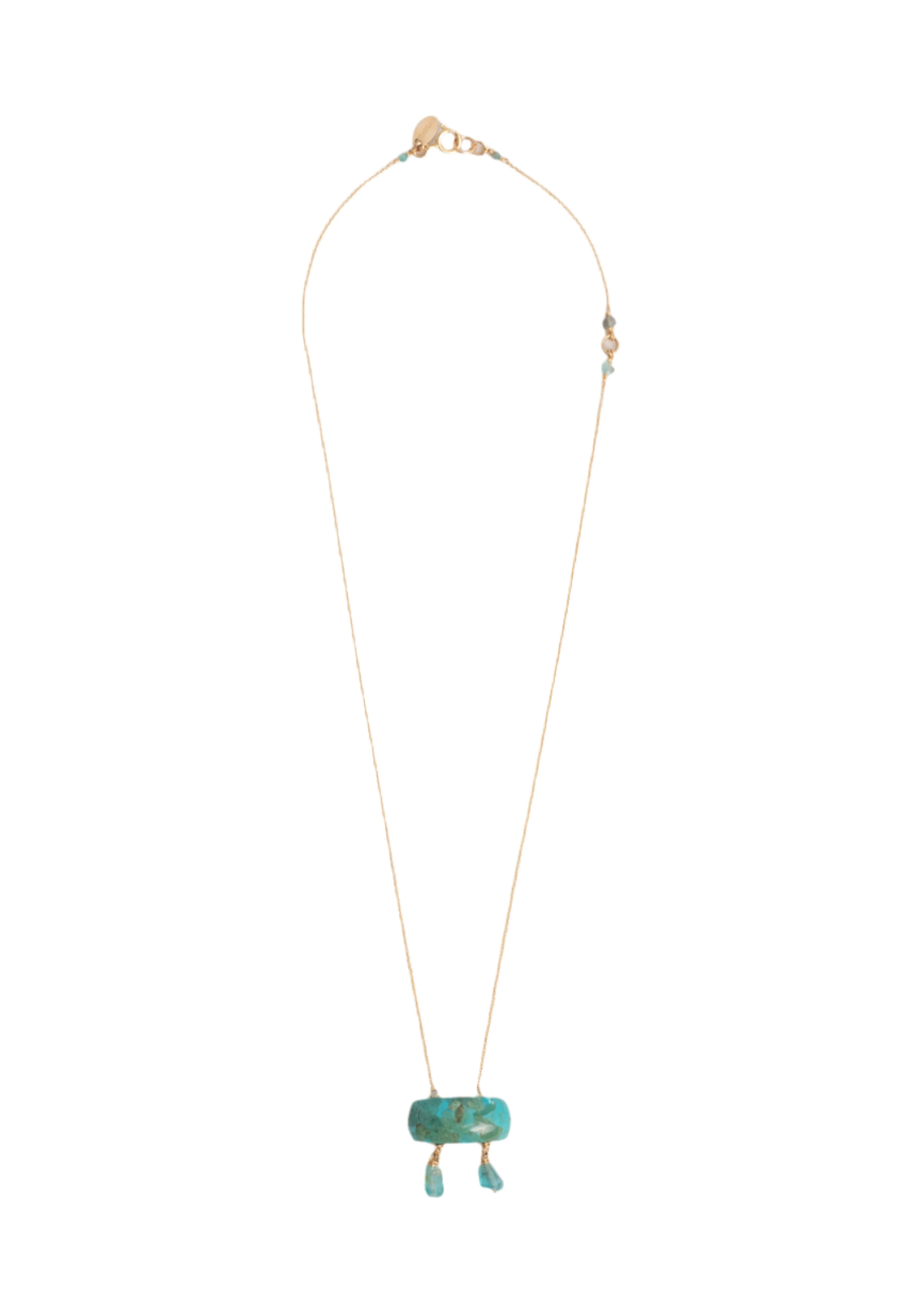 Petra Necklace #1 - Turquoise Mix Gems & Yellow Gold