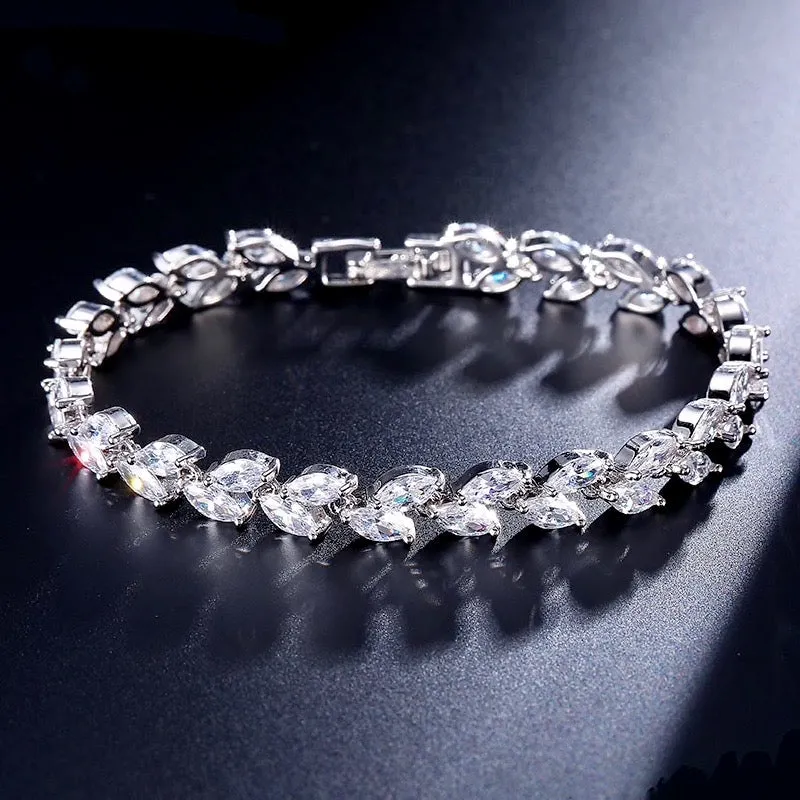 "Rebecca" - Cubic Zirconia Bridal Bracelet - Available in Silver, Rose Gold and Yellow Gold