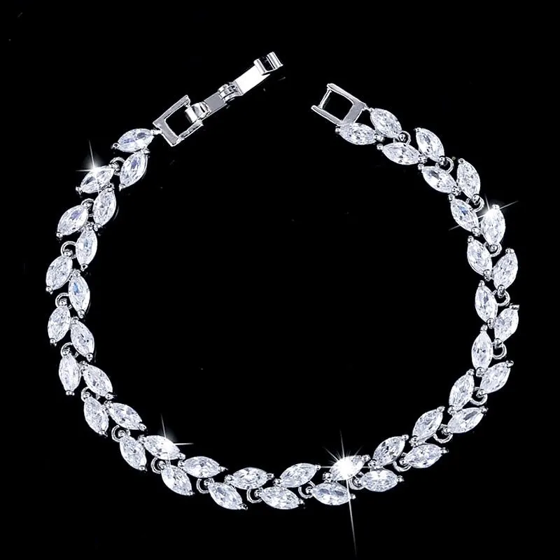 "Rebecca" - Cubic Zirconia Bridal Bracelet - Available in Silver, Rose Gold and Yellow Gold