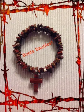 Red Jasper chip memory wire bracelet